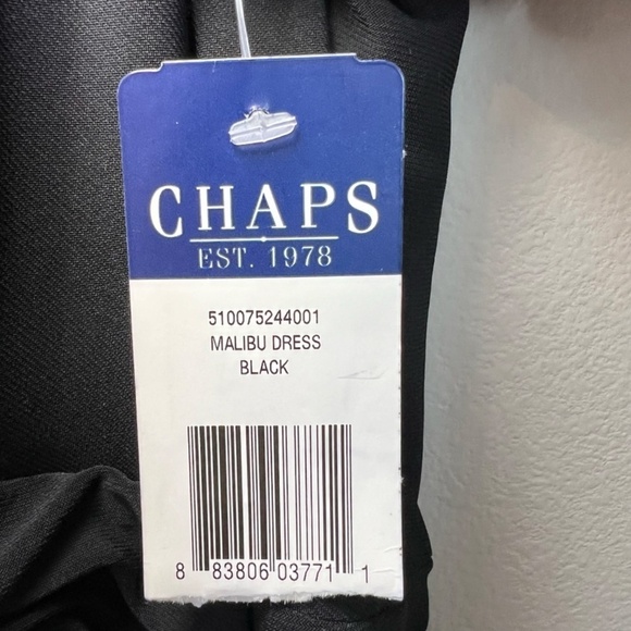 Chaps Malibu A-Line Midi Dress Black Sleeveless V-Neck Halter NEW  Women's Large - Picture 7 of 14